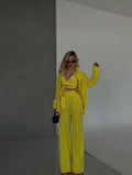Set tre pezzi camicia top e pantalone giallo