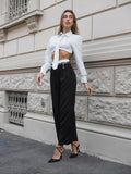 Pantalone nero con dettaglio bianco