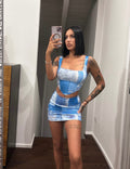 Completo top e gonna denim