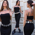Abito a fascia costine Push Up nero