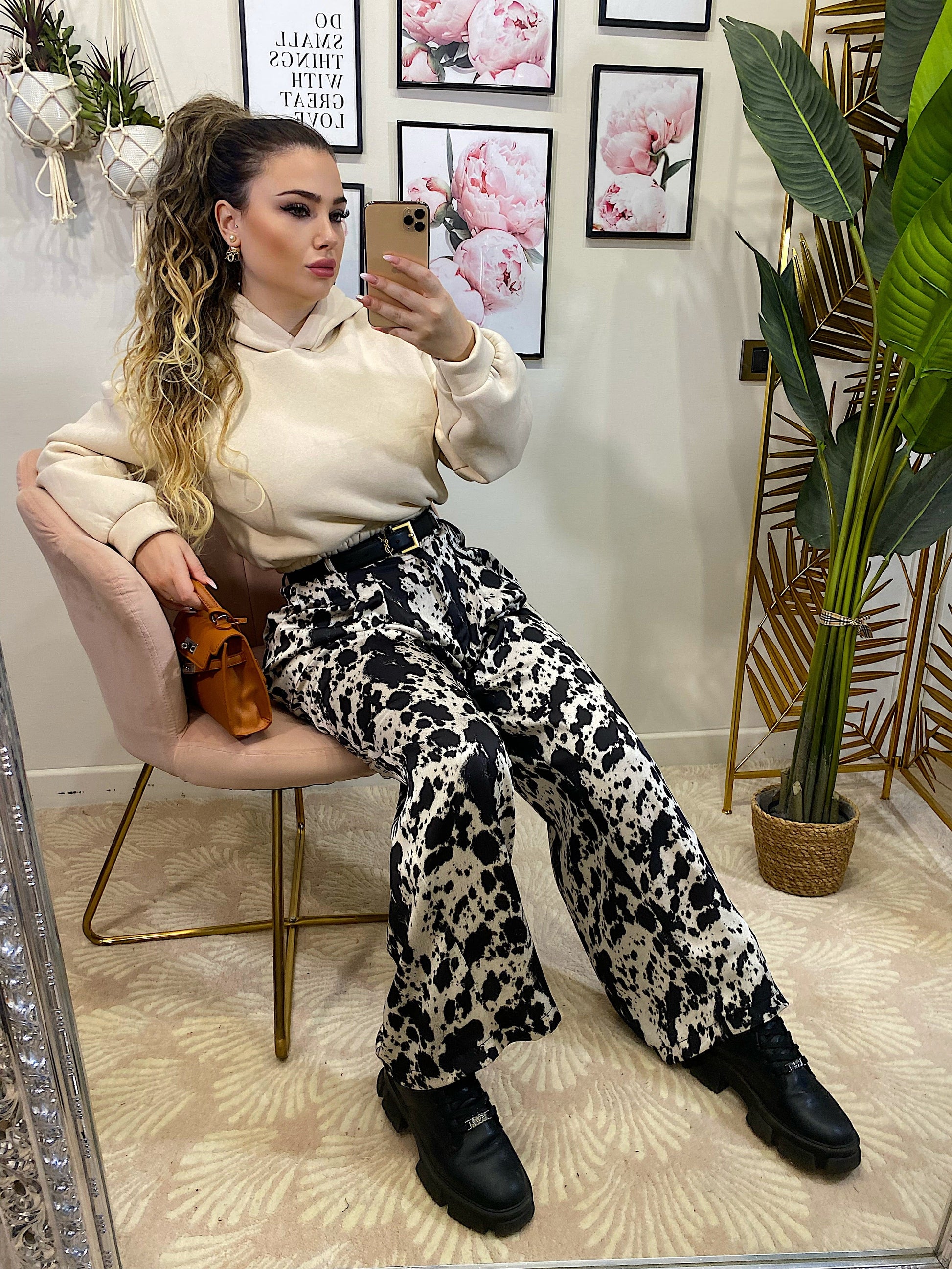 Felpa crop beige