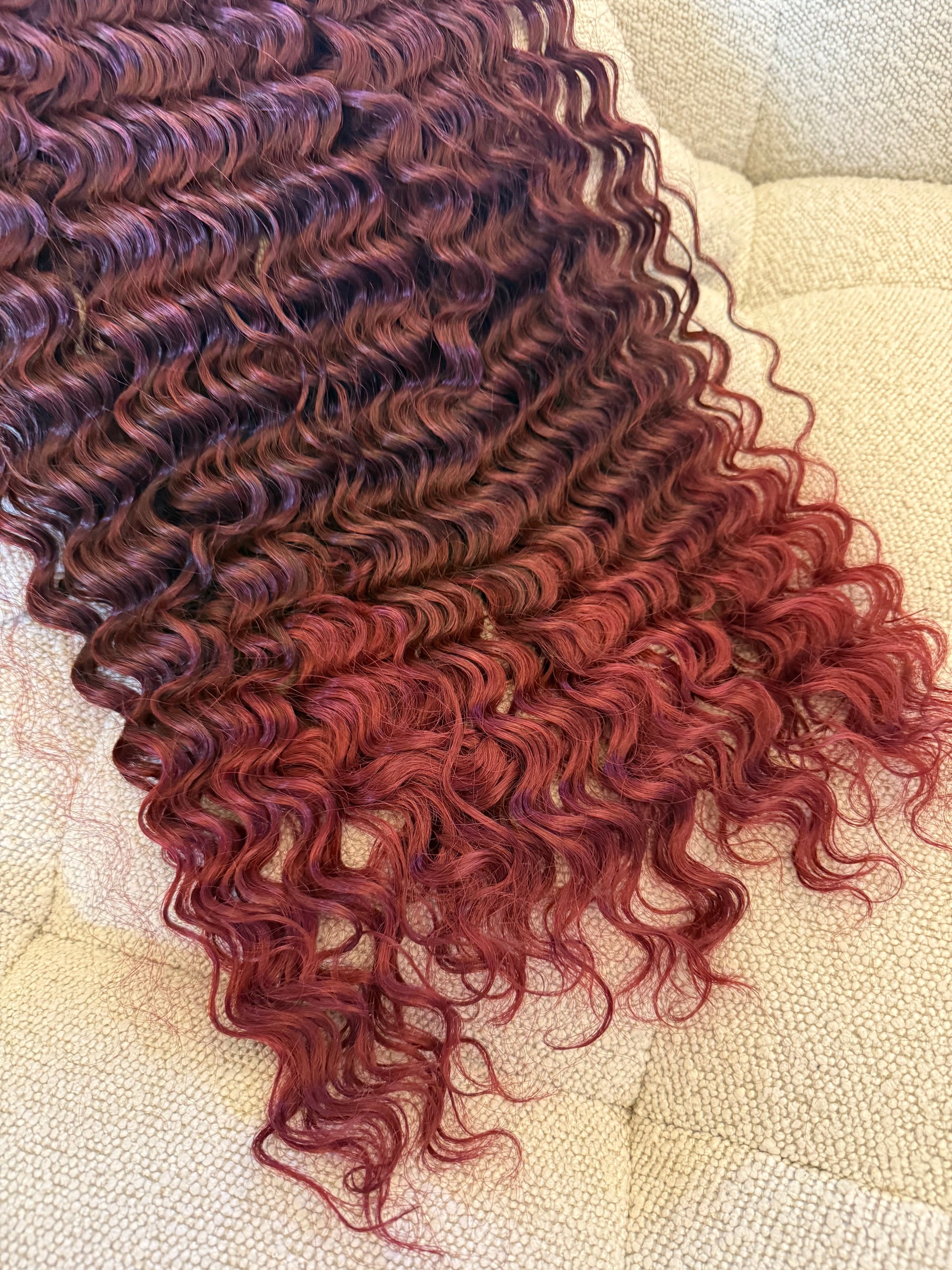 7 fasce Riccia con clip rosso burg