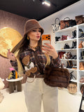 Camicia a quadri con teddy in rilievo