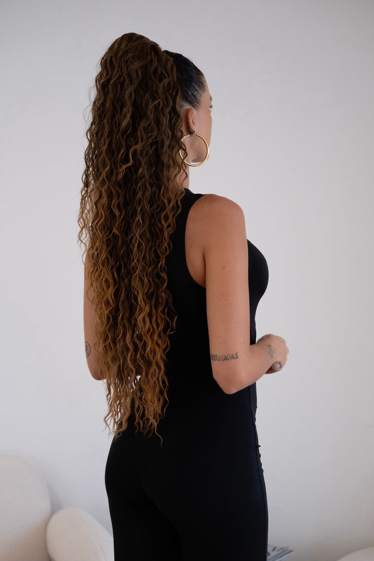 Coda extra long 90cm Riccia con Coulisse castano degradè #T1B/27
