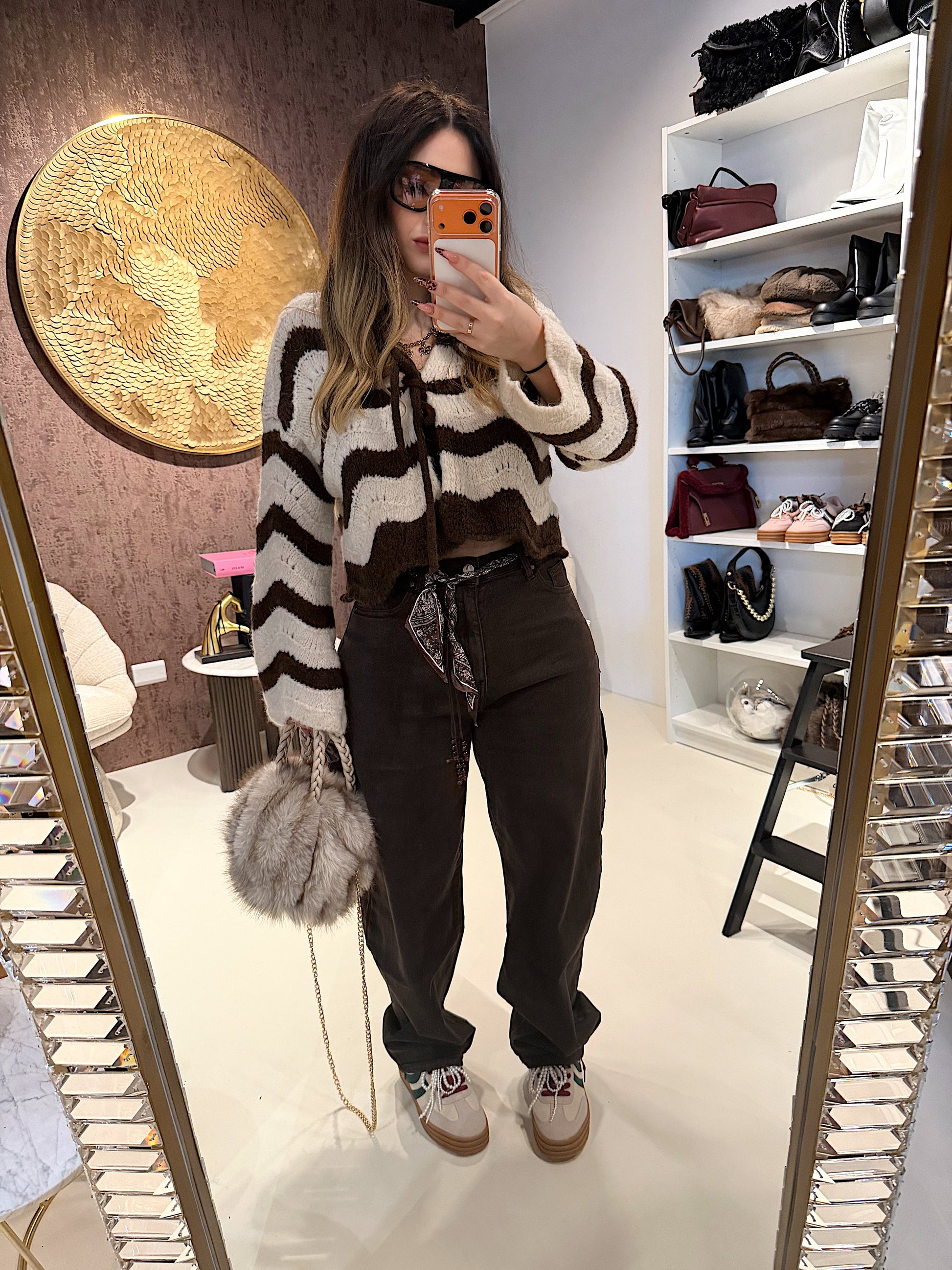 Jeans Wide Leg Brown