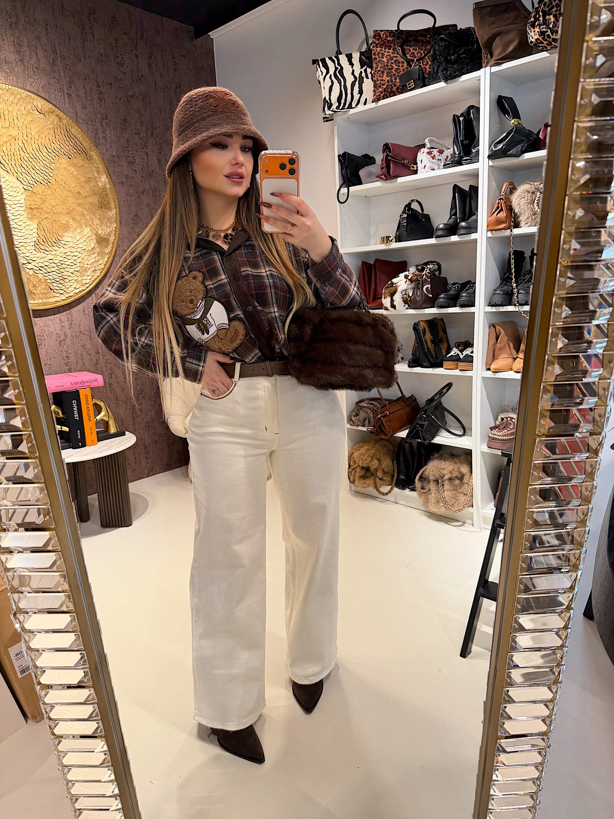Camicia a quadri con teddy in rilievo