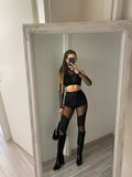 Pantalone nero con trasparenze