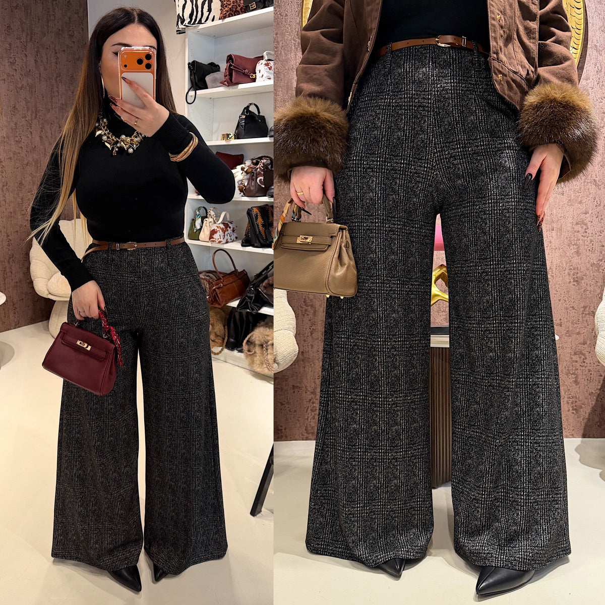 Pantalone city scuro con cinturina