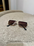 Occhiale slim squadrato brown stecche oro