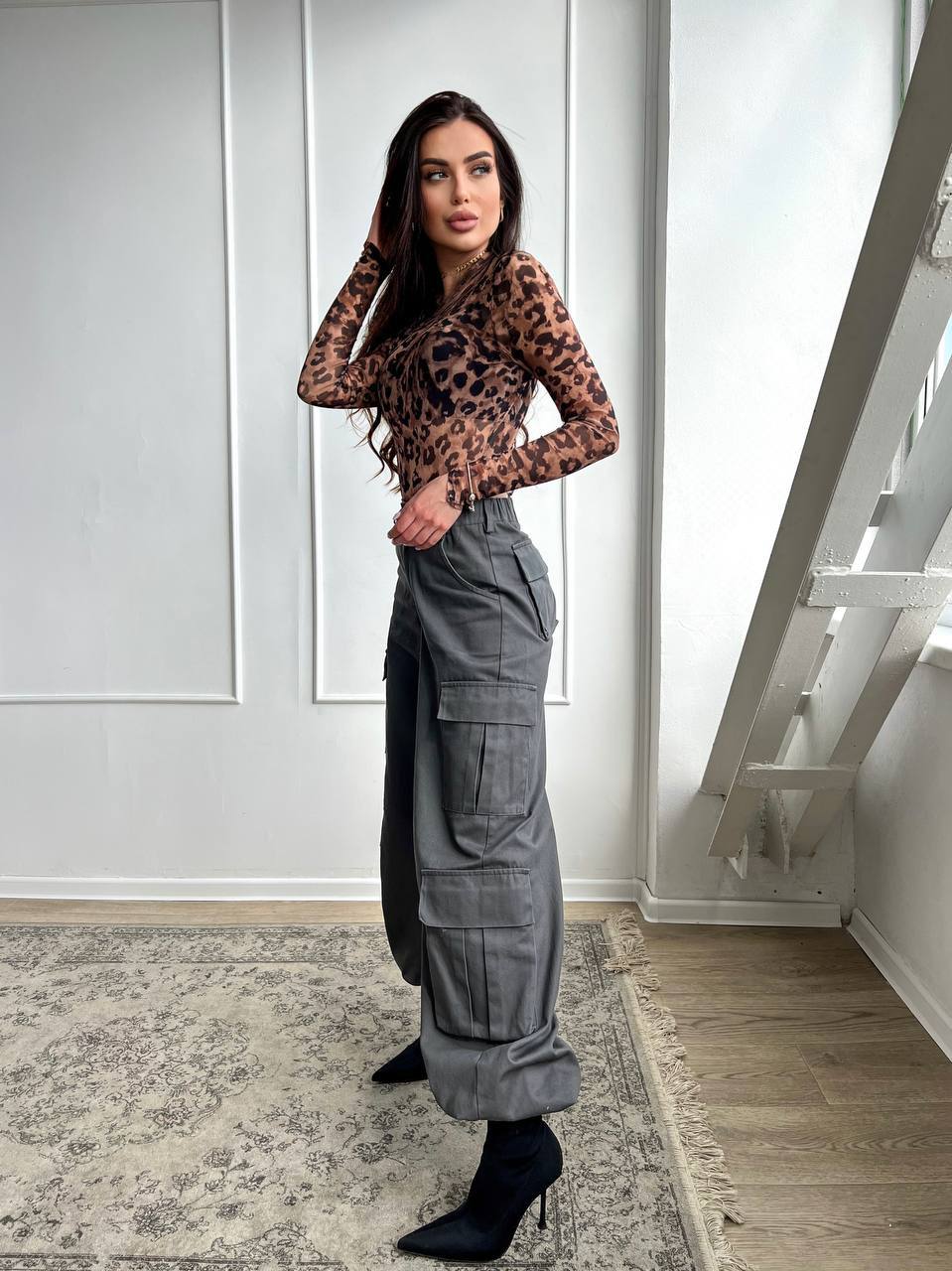 Body sgambato in velo animalier