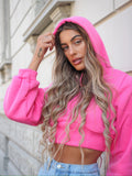 Felpa crop rosa barbie con lacci