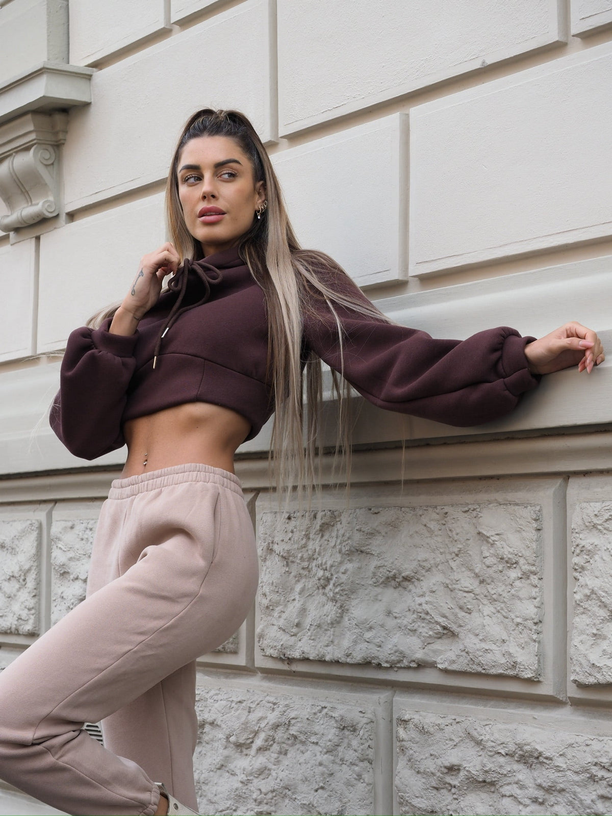 Felpa crop choco con lacci