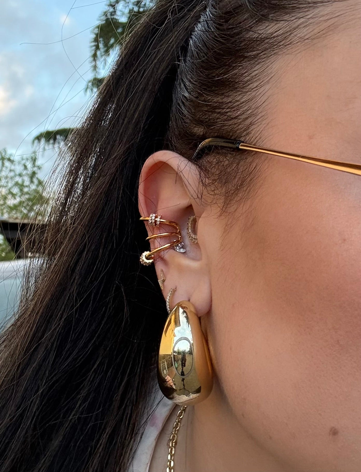 Ear cuff con charme oro