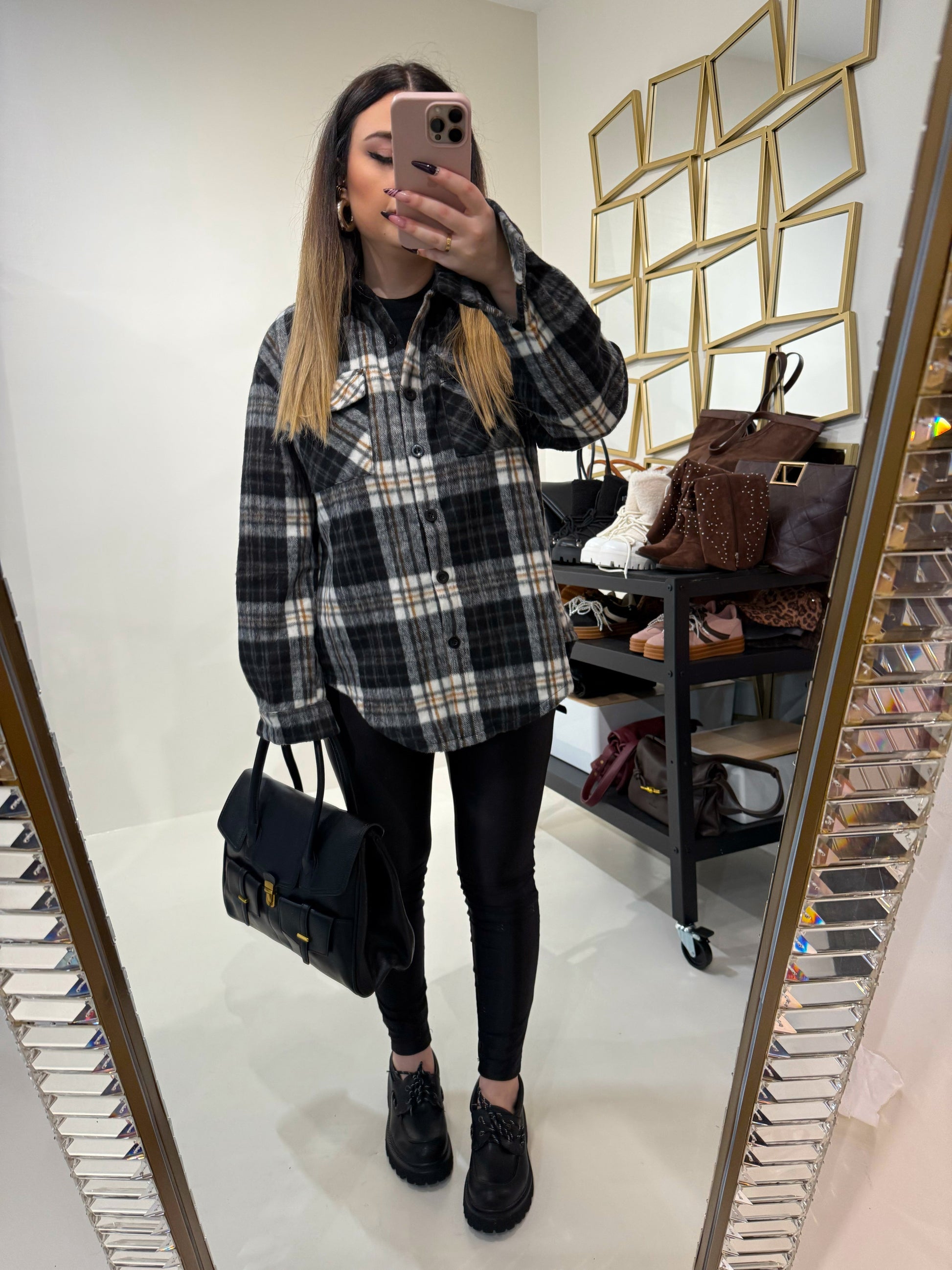 Camicia Oversize in Flanella a Quadri