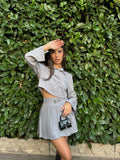 Camicia gessata grigio perla