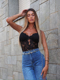 Body nero in pizzo