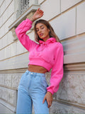 Felpa crop rosa barbie con lacci