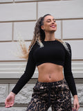 Maglioncino nero crop a onde
