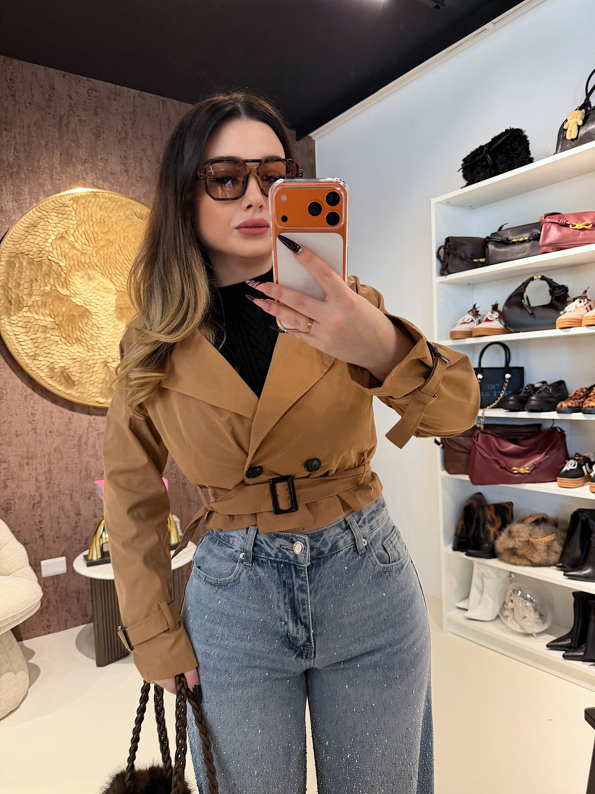 Trench corto donna con cintura