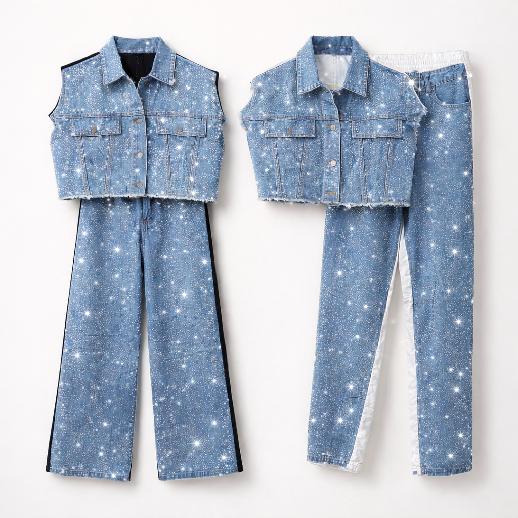 Completo denim con brillantini