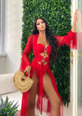 Costume intero con gioiello sul davanti rosso