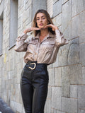 Pantalone in ecopelle con cintura