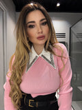 Maglioncino rosa con strass