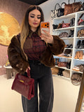Giacca Pelliccia Elegance bordeaux e marrone