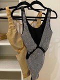 Body con strass argento