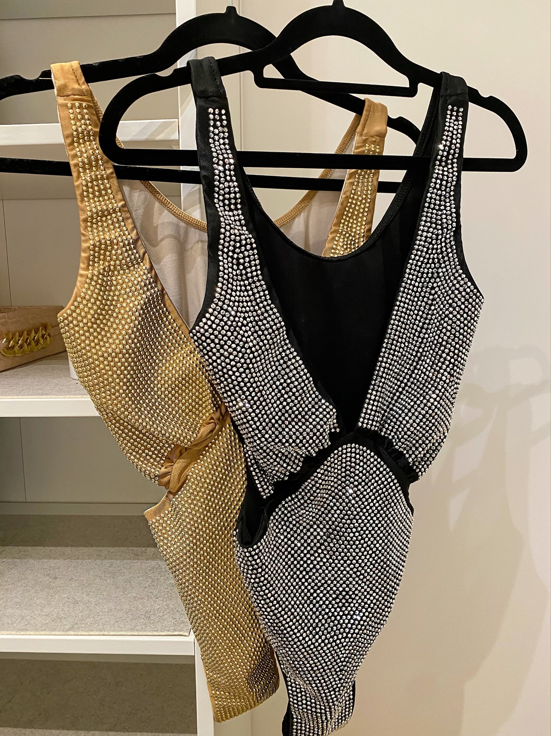 Body con strass argento