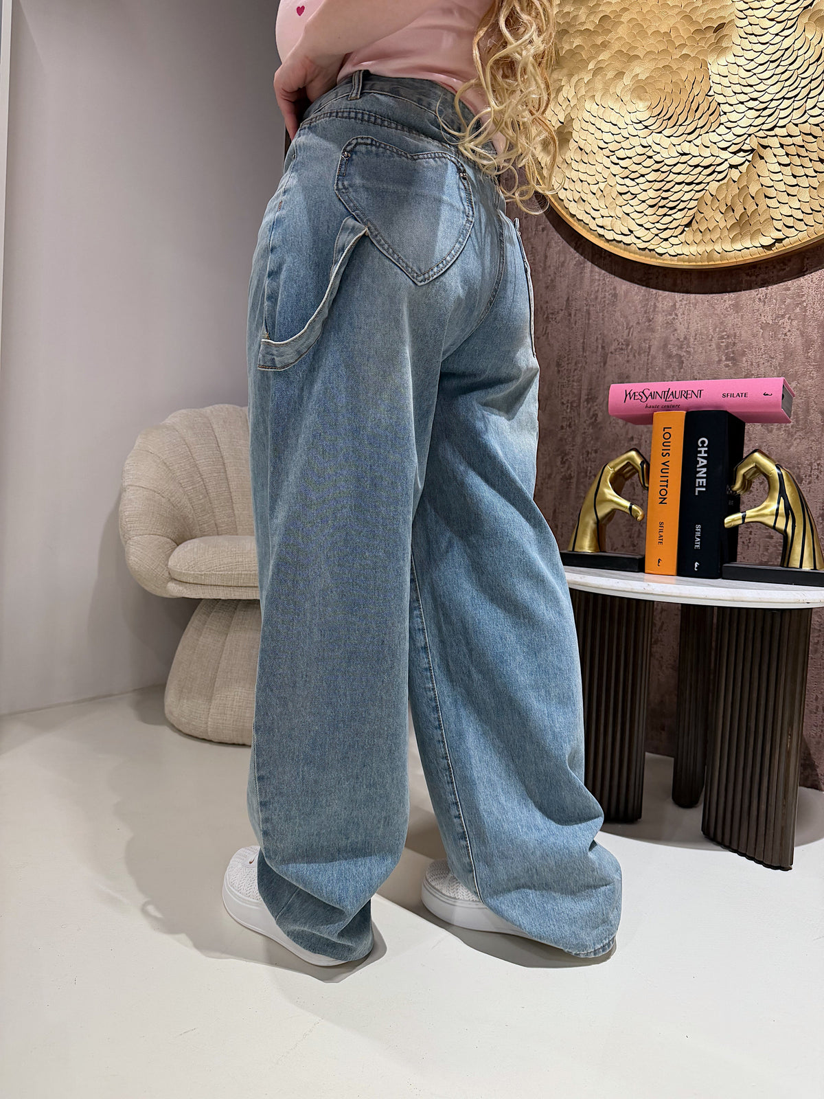 Jeans con tasca a cuore ballon