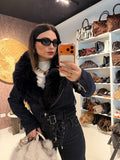 Giacca Denim Luxury Fur Navy
