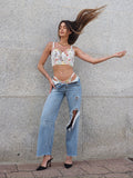 Set Bralette e slip bianco a fiori
