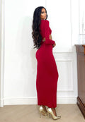 Completo top e gonna rosso con dettaglio oro