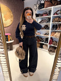 Jeans Turn Up Wide Leg con cintura