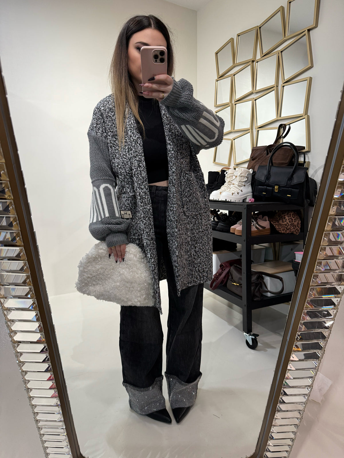 Cardigan lungo con polsino