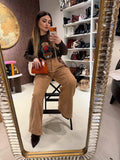 Pantalone in camoscio con cintura in vita