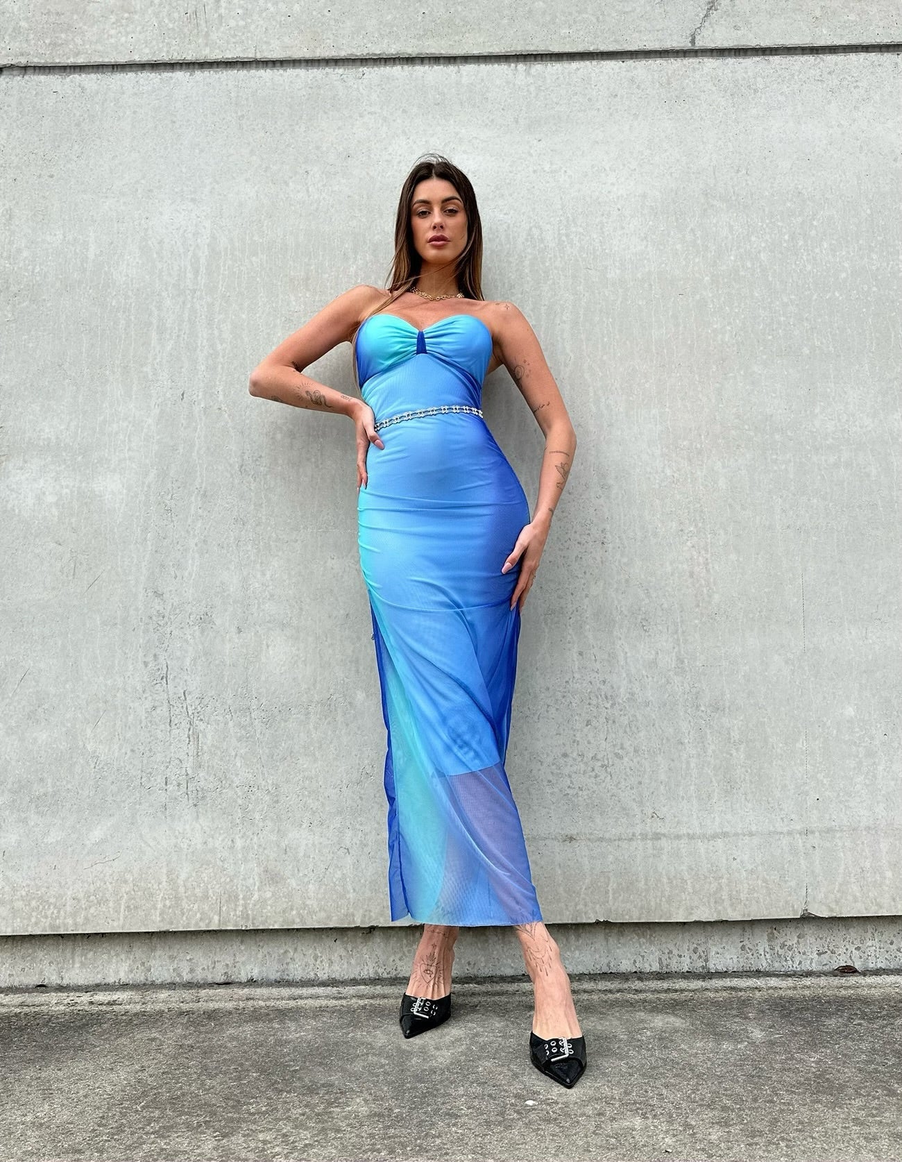 Abito in tulle soft sky