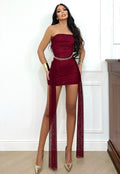 Abito con tulle bordeaux