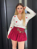 Cardigan bianco cuori rossi