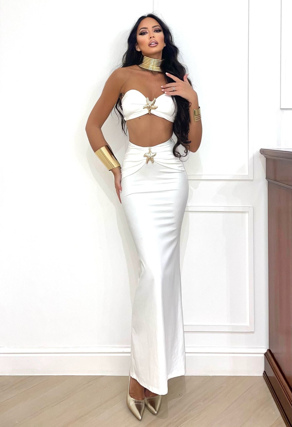 Completo top e gonna con stella bianco