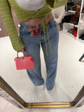 Jeans Wide Leg Cherry Detail
