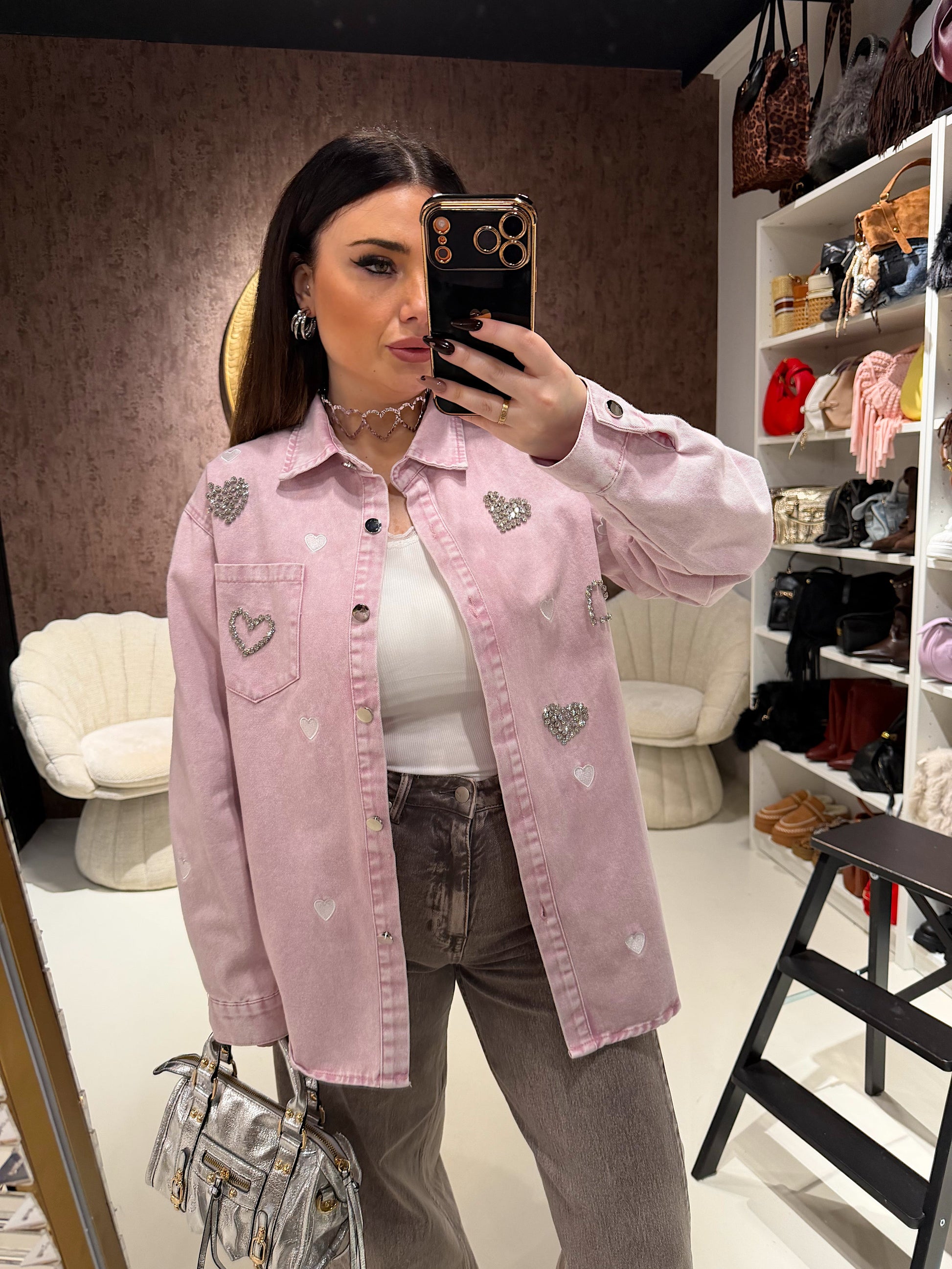 Camicia Denim Rose Hearts
