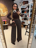 Pantalone city scuro con cinturina