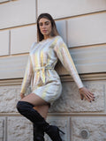 Abito in maglia gold con cintura