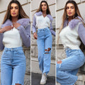 Maglione con zip e dettagli lilla