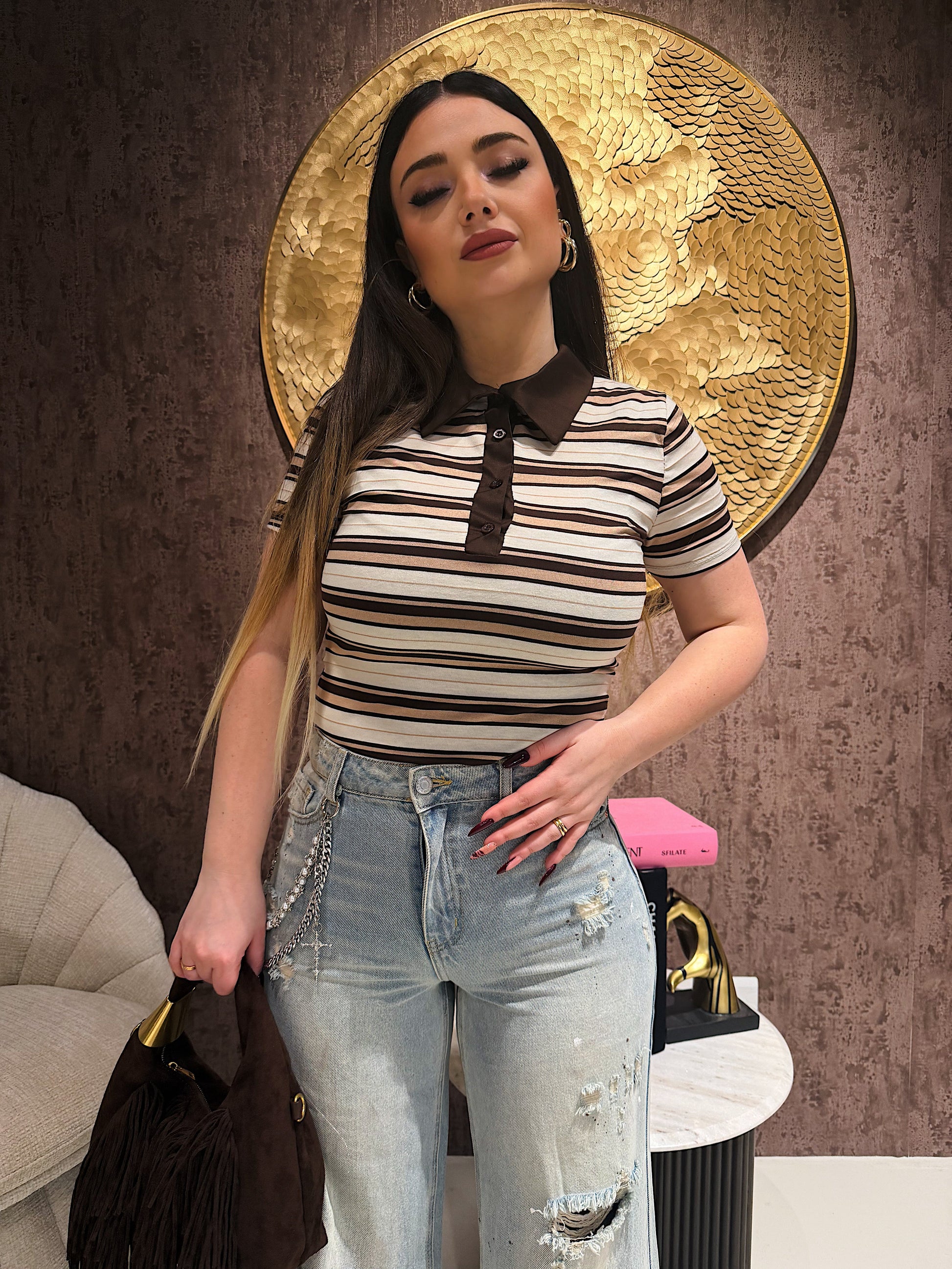 Body a righe colletto polo
