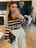 Maglione a righe marrone