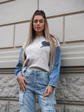 Maglione over con dettaglio in jeans