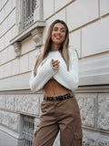 Maglione panna bordino oro